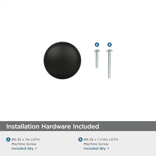 Amerock 1-1/4" Round Edona Matte Black Cabinet Knob - color: Matte Black, size: 1-1/4 Inch (32 mm) Diameter