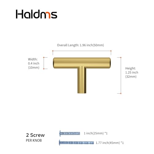 Haidms 20 Pack Gold Cabinet Kobs Brass Kitchen Pulls, Single Hole - size: Single Hole Center