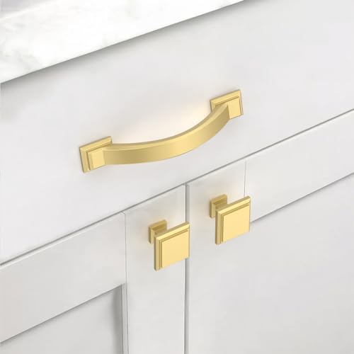 Asidrama 10 Pack 3 Inch(76mm) Brushed Gold Kitchen Cabinet Handles, Cabinet Pulls Kitchen Cabinet Hardware for Cupboard Drawer Pulls - color: Brushed Gold, size: 3" Hole Center(76mm), style: 10 Pack