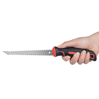 HAUTMEC 6-Inch Drywall Jab Saw, Double-Edge Sheetrock Saw with Sharp Tip & Soft Grip Handle, Keyhole Hand Saw for Drywall, Wallboard, Plywood, Plastic & Wood – HT0028 - style: Double Edge Jab Saw