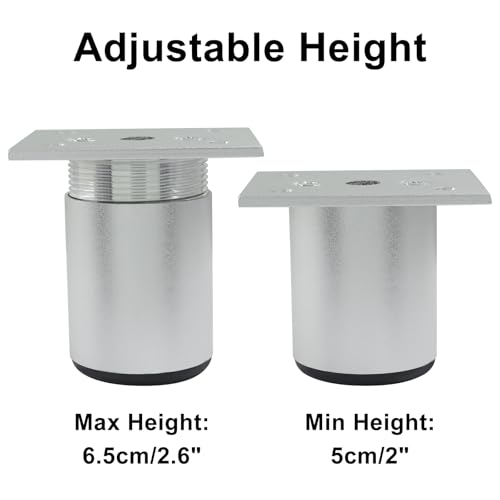 2 Inch Aluminum Alloy Furniture Legs, Silver, 4 Pcs - color: Silver, size: 2 Inch