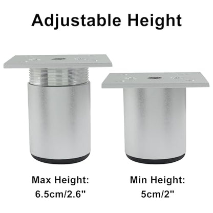 2 Inch Aluminum Alloy Furniture Legs, Silver, 4 Pcs - color: Silver, size: 2 Inch