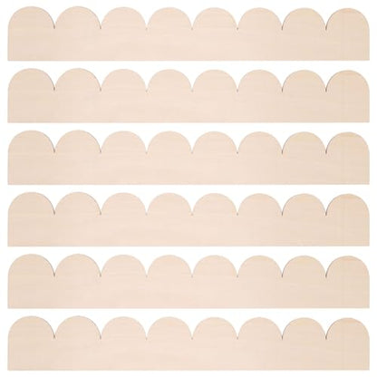 6PCS Scalloped Decorative Wood Trim, Unfinished Scalloped Edge Wood Trim Molding for Home Wall Cabinets Window Shelf Door Frames Decoration (15.75 x 2.36 Inch)