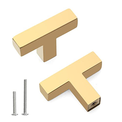 Cabinet Pulls Single Hole Cabinet Handles, 30 Pack Square Gold Bar Cabinet Pulls Drawer Cabinet Knobs Cupboard Hardware Cabinet Handles, Stainless Steel Single Hole Cabinet Knobs - color: Gold, size: Single Hole - No Hole Centers