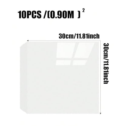 Chejiaye 10pcs Marble Peel and Stick Backsplash Waterproof Washroom Wall Panels, Peel and Stick Tile, PVC Foam Wall Panels for Kitchen,Pure White,Slightly Yellowish(Not Real Tile,11.8" x 11.8")
