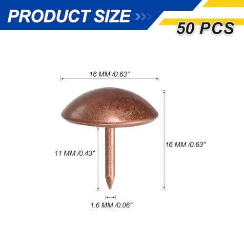 Carbon Steel Upholstery Tacks 5/8" x5/8" 50 Pcs Red Bronze - color: Red Bronze, size: 5/8" x 5/8"