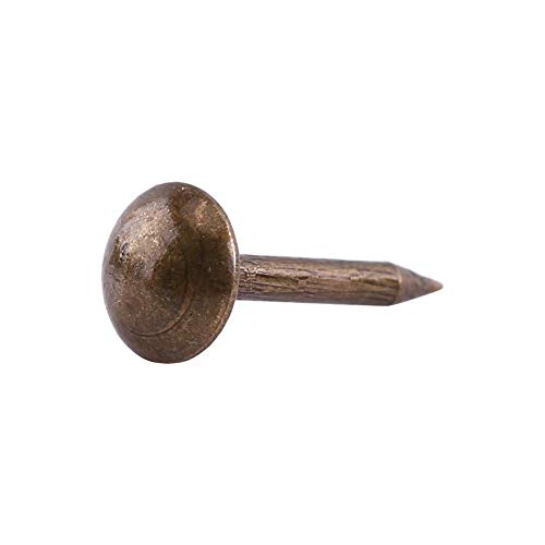 Hilitand 100pcs Upholstery Tacks, Furniture Nails Pins Sofa Rivet Upholstery Pins Craft Antique Brass Thumb Tacks (Smooth Nails 6x14mm)