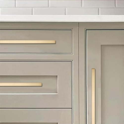 khtumeware 10 Pack 3 inch(76mm) Hole Center Brushed Brass Cabinet Pulls Solid Heavy-Duty Square Satin Brass Cabinet Handles Drawer Pulls Kitchen Cabinet Hardware Kitchen Handle - color: Brushed Brass, size: 3 inch(76mm) hole center