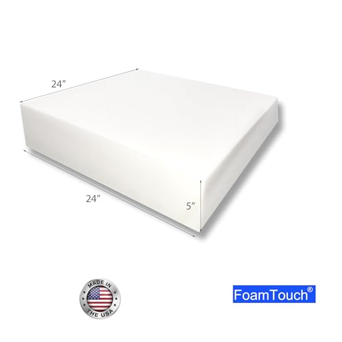 FoamTouch 5x24x24HDF Upholstery Foam Cushion High Density, 5" H X 24" W X 24" L