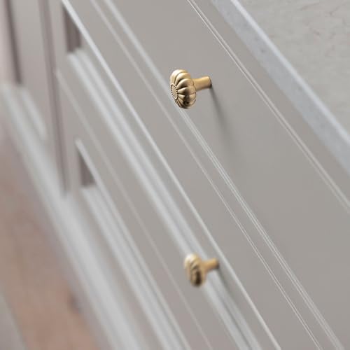 12 Pack Elegant Bloom Champagne Bronze Cabinet Knobs, Drawer Pulls for Kitchen, Dresser Cabinet Hardware for Bedroom, 1-1/4 Inches Diameter Handles - color: Champagne Bronze