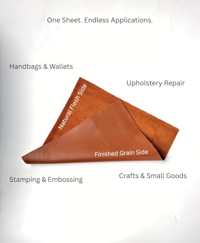 Natural Grain Cow Leathers: 12'' x 12'' Pre-Cut Leather Pieces (Cognac, 5 Pieces) - color: Cognac, size: 5 Pieces