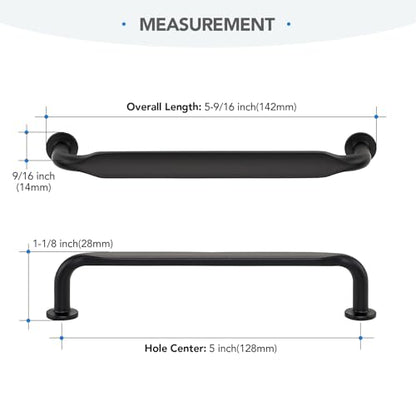 HOME EDIT Matte Black Solid Cabinet Handles & Pulls 5 Inch 10 Pack - color: Matte Black, size: 5 inches Hole Center