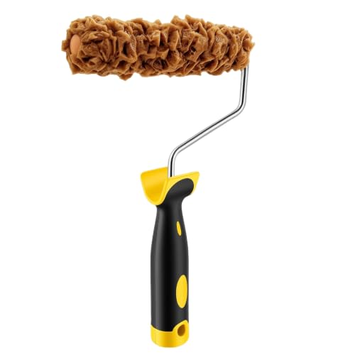Hanroy 7" Sponge Paint Roller Small for Texture Painting Decorators Brush Tool, Fast and Easy Pattern Art Sponge Roller for Home Wall(RM488K) - color: Brown