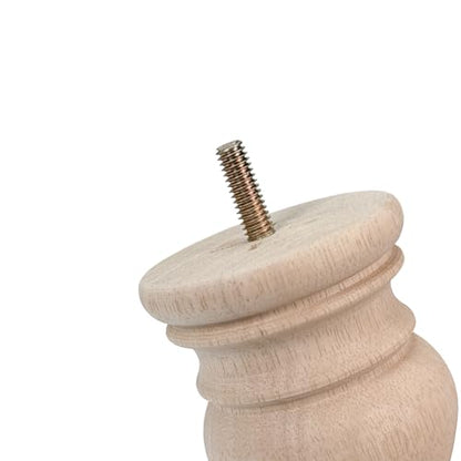 5 Inch Wood Furniture Legs Set of 4 Round Bun Feet Unfinished Replacement - size: 5inch