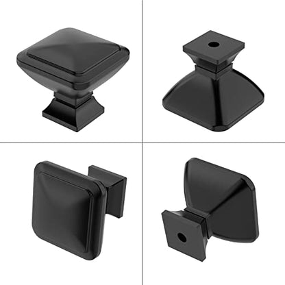 9BUILD 10 Pack Matte Black Cabinet Knobs,Solid Square Drawer Pulls - color: Matte Black, size: 1.2"/30MM