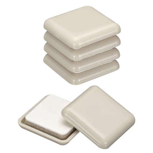 uxcell Furniture Sliders, 24Pcs 1 1/6" - Plastic Self-Adhesive Square Sliding Pads, Chair Glides for Carpeted Tile Vinyl Hardwood Floors (Grey) - size: 1 1/6"