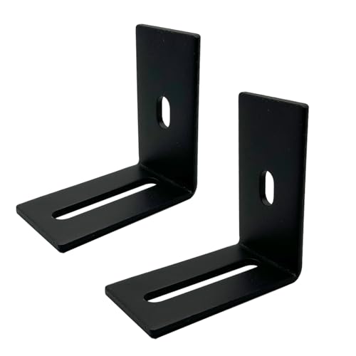 2 PCS Slotted Hole Corner Braces 2¾x2¾x1½ L Shaped Right Angle Steel Bracket 3.2mm Thickness, Heavy Duty 110LB Brackets Black Powder Coated 90° Angle Metal Bracket for Wooden Furniture Timber