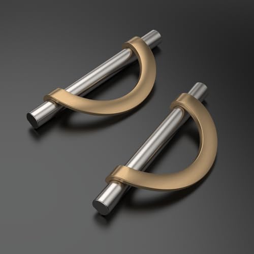 Amerdeco 10 Pack Brushed Satin Nickel and Champagne Bronze Cabinet Pulls 3.75 Inch(96MM) Hole Centers Kitchen Cabinet Handles Cabinet Hardware Cupboard Handles Drawer Pulls… - color: Champagne Gold Brushed Satin Nickel, size: 3.75"/96MM Hole Center, style