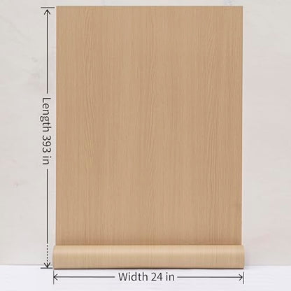 Haimin Wallpaper 24" x 393" Wood Contact Paper Peel and Stick Vinyl Roll - color: Yellow (01)