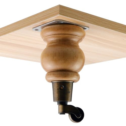 4pcs 6" Wooden Furniture Legs with Furniture Casters, Gourd Shape - color: Wood Color, size: Height: 6"