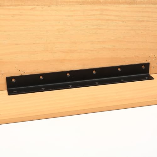 Raised Garden Bed Corner Brackets, 4pcs L Bracket, 90 Degree Angle Brackets, Black Metal Bed Corner Bracket Connectors for Furniture, Wood Frame, Shelf, Cabinet (275x25x25mm)
