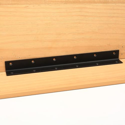 Raised Garden Bed Corner Brackets, 4pcs L Bracket, 90 Degree Angle Brackets, Black Metal Bed Corner Bracket Connectors for Furniture, Wood Frame, Shelf, Cabinet (275x25x25mm)