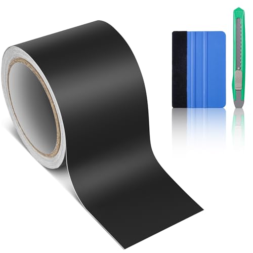 CompraFun Black Vinyl Wrap, Car Chrome Delete Vinyl Tape Roll Black Out for Window Trim Door Edge Guard Exterior & Interior (Matte Black, 3in x 30ft) - color: Matte Black, size: 3in x 30ft