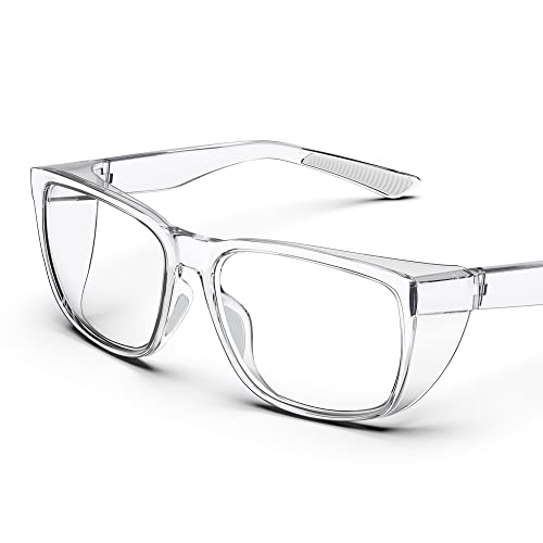 DILANCO Clear Safety Glasses Goggles With Side Shields for Women Men,Fog & Scratch-Resistant Complete UV Protection Eyewear - color: Clear