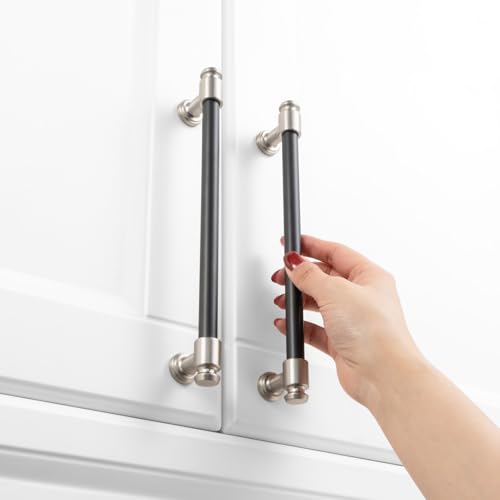 KOOFIZO 10 Pack 7-1/2 in Black & Nickel Cabinet Pull, Drawer Handles P11 - color: Black + Brushed Nickel, size: 7-1/2" CC