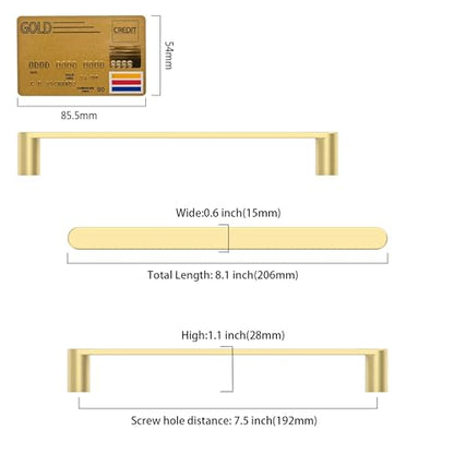 Amerdeco 10 Pack ZH0005MGP Brushed Gold Cabinet Pulls 7.5" - color: Brushed Gold, size: 7.5" hole center