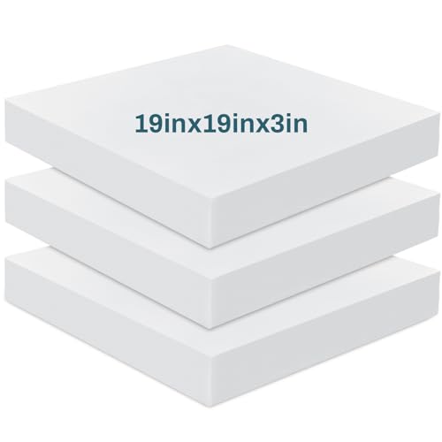 Frienda 3 Pack 3" x 19" x 19" Upholstery High Density Foam Cushion - size: 3 x 19 x 19 Inch