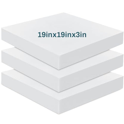 Frienda 3 Pack 3" x 19" x 19" Upholstery High Density Foam Cushion - size: 3 x 19 x 19 Inch