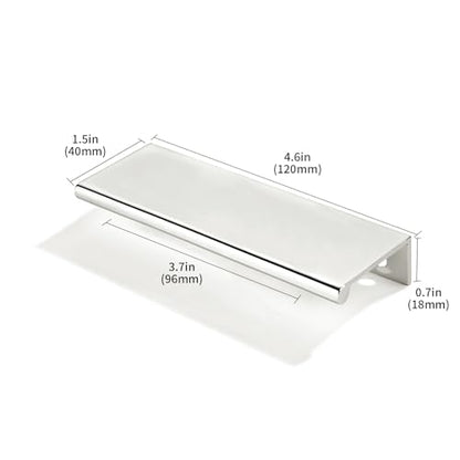 khtumeware 2 Pack 4 inch(102mm) Hole Center Vibrant Polished Nickel Finger Edge Pull Solid Zinc Drawer Pull Hidden Edge Treatment Hardware Finger Pull Kitchen Drawer Hardware - color: Polished Nickel, size: 4inch