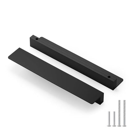 Peaha 10 Pack 6-5/16" Black Cabinet Handles Finger Edge Pulls for Cabinets - color: Black, size: 6-5/16" Hole Center