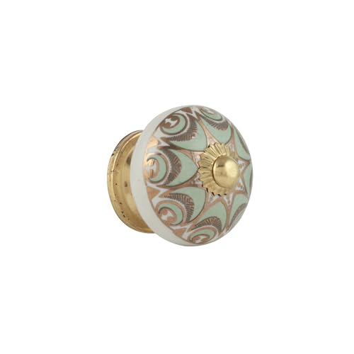 Gold Dresser Knobs - Countryside Boho Handmade Ceramic Drawer Pulls Kitchen Cabinets Cupboard Wardrobe Handle Furniture Hardware - Green Gold - Pack of 4 - color: Light Green Gold