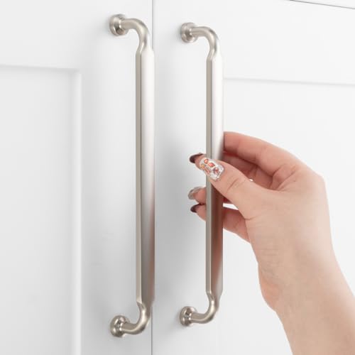 7-1/2 Inch Brushed Nickel Cabinet Pulls 5 Pack, Footed Handles P2302 - color: Brushed Nickel, size: 7-1/2" Hole Centers-5 Pcs