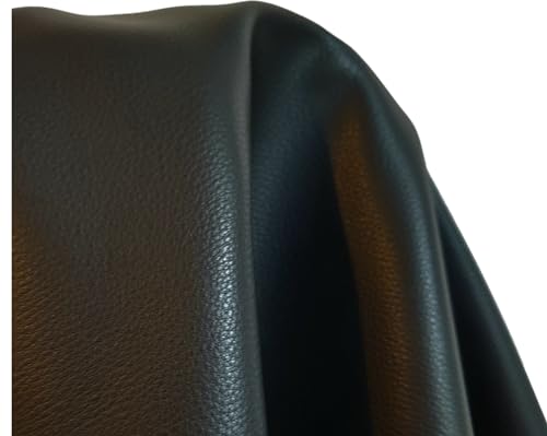 NAT Leathers Black Pebblegrain Tumbled (Peta-Approved) Vegan Faux Leather Fabric Sheet Synthetic Pleather 0.9 mm 1/2 Yard 18 x 54 inch Soft Upholstery Half Yard (18" x 54") (Black Pebbled)