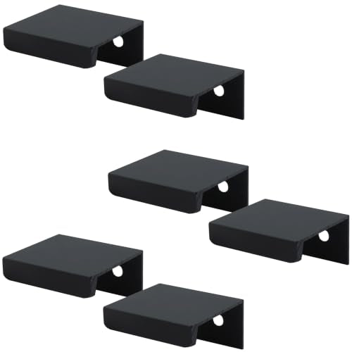 1.38 Inch Finger Pull 6Pcs, 0.63 Inch Hole Centers, Aluminum Alloy, Black - color: Black, size: 35mm/1.38", style: Straight Edge