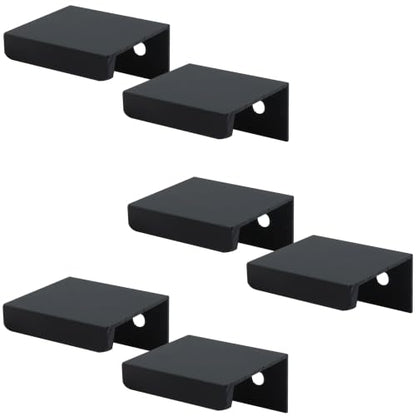 1.38 Inch Finger Pull 6Pcs, 0.63 Inch Hole Centers, Aluminum Alloy, Black - color: Black, size: 35mm/1.38", style: Straight Edge