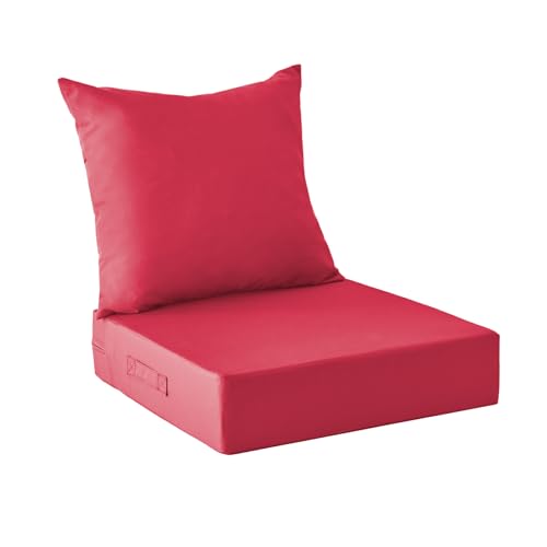 IPYNBAP Outdoor Cushions for Patio Furniture,Outdoor Seat Cushion Set 24 x 24 x 5.75 Inch,Waterproof & Fade Resistant Outdoor Chair Cushions,Deep Patio Chair Cushion with Removable Cover,Burgundy - color: Burgundy, size: 24*24+5.75/25*22.5"