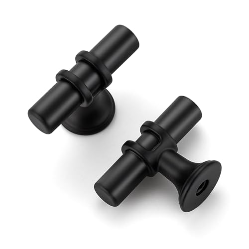 HOME EDIT 10 Pack Matte Black Cabinet Knobs 2 Inch Drawer Knobs Single Hole - color: Black&3T Bar