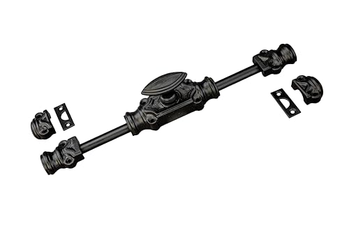 Durable Iron Cremone Bolt 2' – Vintage Black Powder Coat, Customizable Rods, Ideal for Antique Cabinets & Small Doors, Stylish & Reliable Cabinet Lock Hardware
