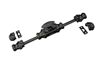 Durable Iron Cremone Bolt 2' – Vintage Black Powder Coat, Customizable Rods, Ideal for Antique Cabinets & Small Doors, Stylish & Reliable Cabinet Lock Hardware