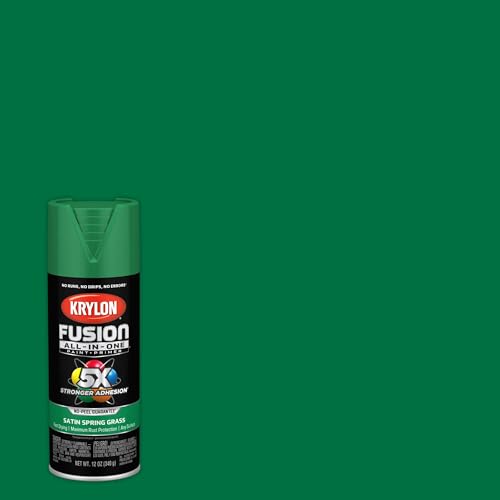 Krylon Fusion All-In-One 12 Oz. Satin Spray Paint, Spring Grass - 1 Each - color: Spring Grass, size: 1 Count (Pack of 1), style: Satin