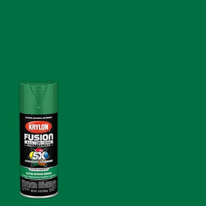 Krylon Fusion All-In-One 12 Oz. Satin Spray Paint, Spring Grass - 1 Each - color: Spring Grass, size: 1 Count (Pack of 1), style: Satin