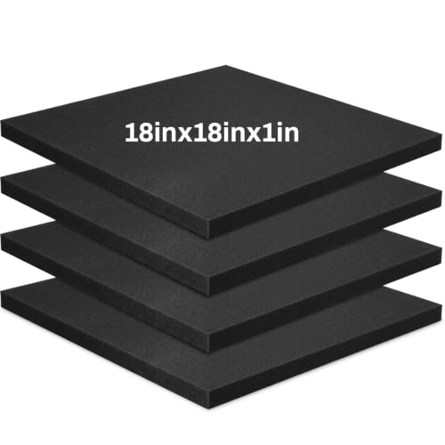 Frienda 4 Pack 1" x 18" x 18" Upholstery High Density Foam Cushion, Black - color: Black, size: 1" x 18" x 18"