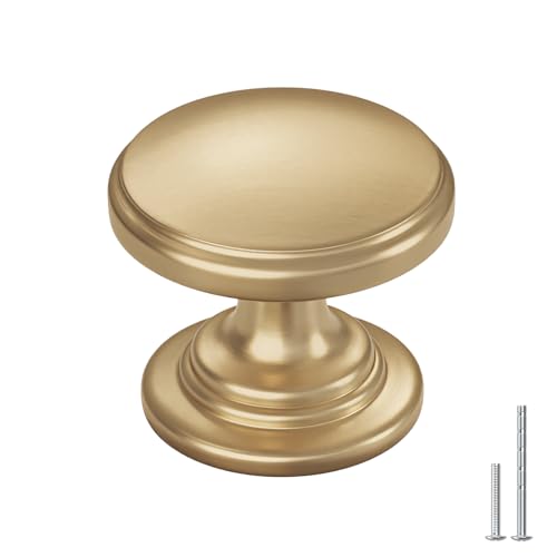 Goldenwarm Cabinet Knobs, Champagne Bronze Dresser Knobs 1-1/5 Inch 25 Pack Round Kitchen Hardware, Solid Zinc Alloy, Single Hole, Screws Included, Drawer Knob for Cupboard Dresser Bathroom Vanity - color: Champagne Bronze