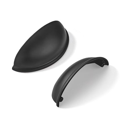 khtumeware 2 Pack 3-1/2" Drawer Pulls Matte Black Cabinet Cup Pulls Kitchen Hardware Cabinet Handles Drawer Handles Knobs 3.5 inch Hole Center - color: Matte Black, size: 3-1/2"(89mm) Hole Center, style: 2-pack