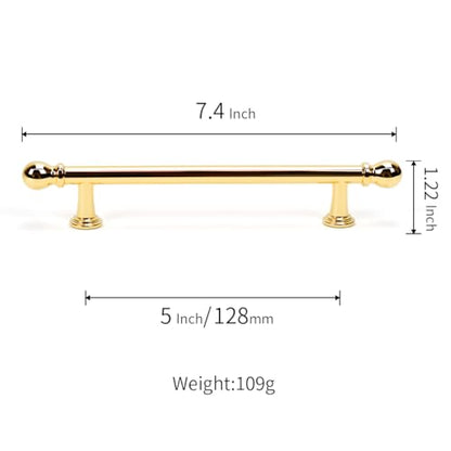 YAGU 6 Pack Polished Brass Cabinet Handles 5 Inch(128mm) Hole Center Polished Gold Kitchen Drawer Pulls Furniture Hardware for Dresser Bathroom Cupboard Wardrobe Closet Vanity - color: Polished Brass, size: 6 Pack, style: 5''/128MM Hole Center
