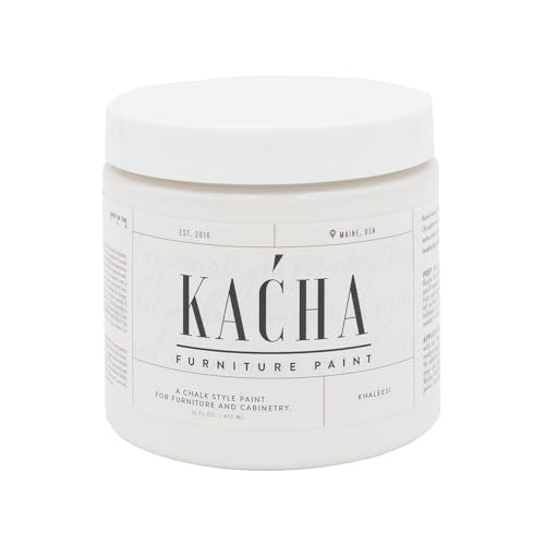 Kacha Furniture Paint | White Chalk Style Paint for Furniture, Cabinets, and Crafts | Pint -16 oz | Khaleesi | Low VOC | Matte | (Topcoat Required) - color: Khaleesi White, size: 16 Fl Oz (Pack of 1)